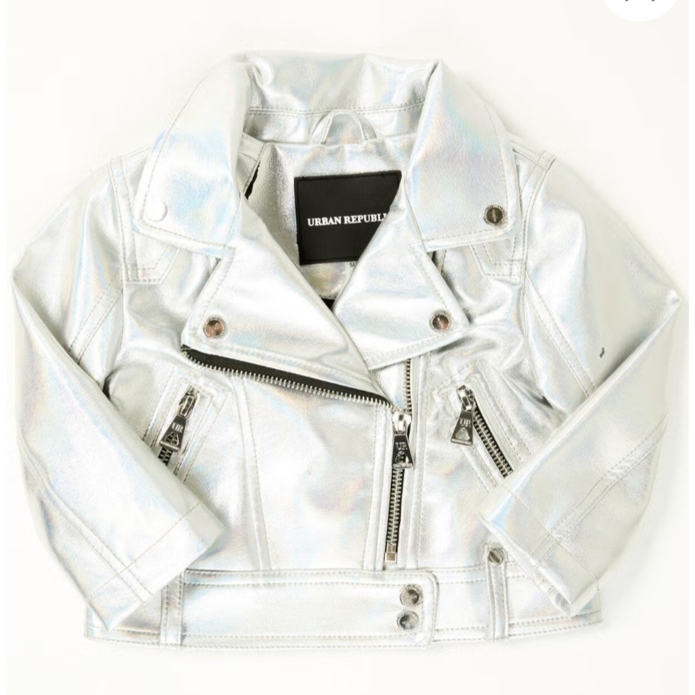 Urban Republic Shiny Silver Moto Jacket